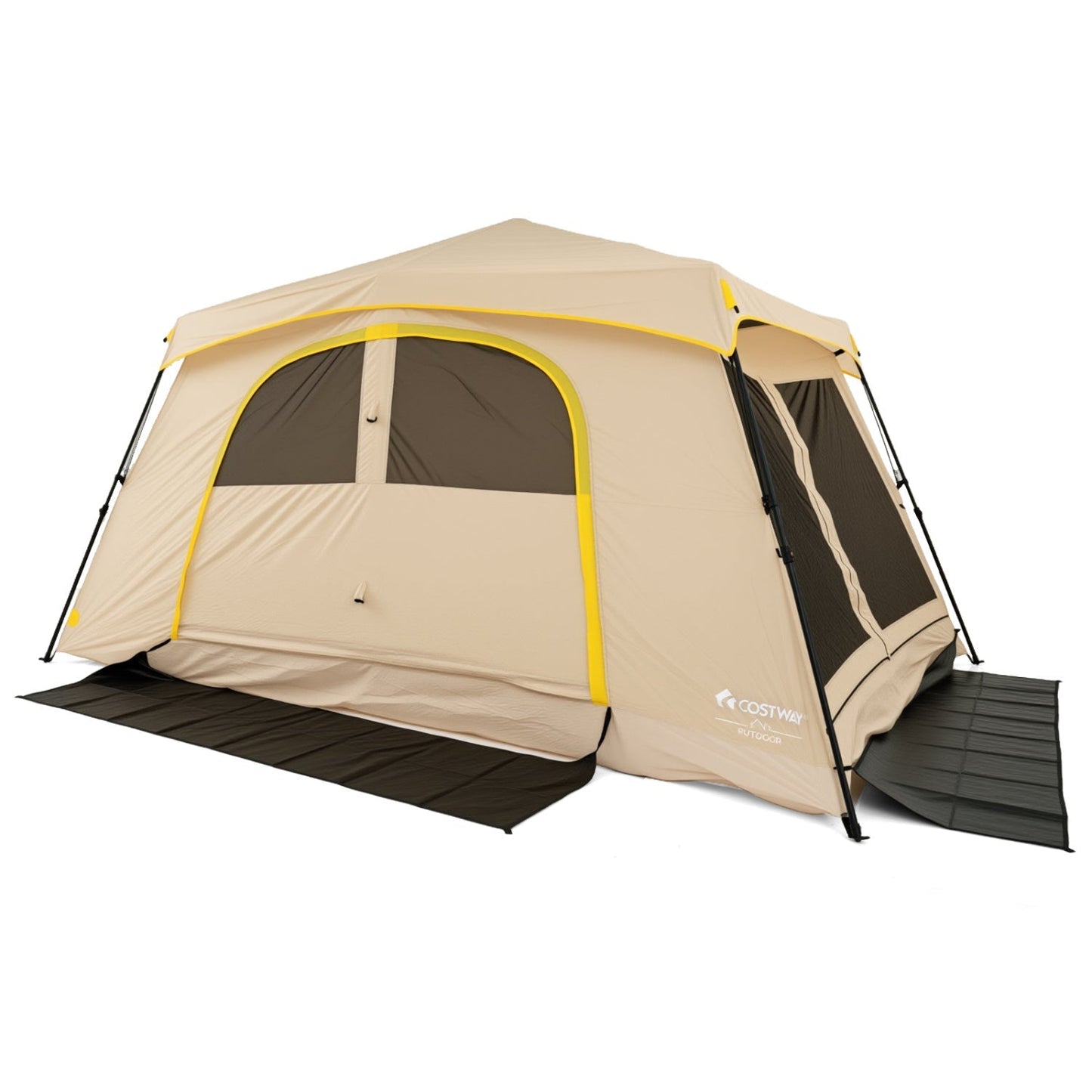 10-Person Instant Cabin Tent | 60-Second Setup | 13’×9’ | Rainfly | 2-Room Divider | Coffee or Beige