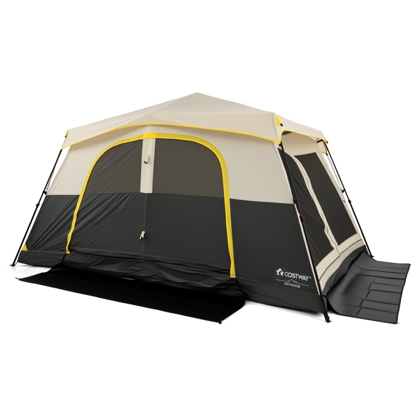 10-Person Instant Cabin Tent | 60-Second Setup | 13’×9’ | Rainfly | 2-Room Divider | Coffee or Beige