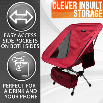 Pike Trail Ultralight Camp Chair | 2.2 lbs | 330 lb Capacity | Carry Bag Included
