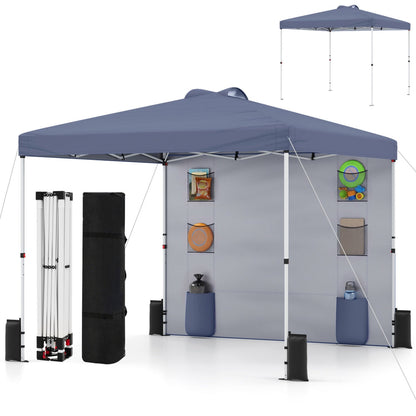 10×10 FT Pop-Up Canopy Tent | Sidewall | 3-Level Height | Silver-Coated Top | Gray, White or Blue