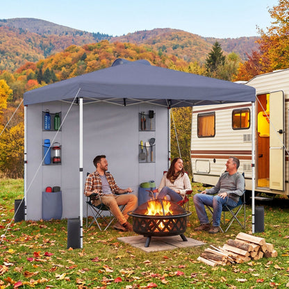 10×10 FT Pop-Up Canopy Tent | Sidewall | 3-Level Height | Silver-Coated Top | Gray, White or Blue