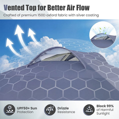 10×10 FT Pop-Up Canopy Tent | Sidewall | 3-Level Height | Silver-Coated Top | Gray, White or Blue
