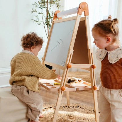 Tiny Land Magnitales Kids Art Easel, Double-Sided Magnetic Whiteboard & Chalkboard