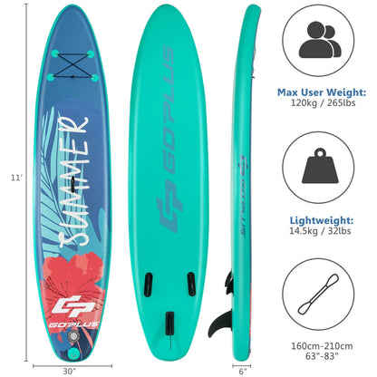 10 Ft Inflatable Stand Up Paddle Board | SUP with Paddle, Backpack & Leash - Niksstuff