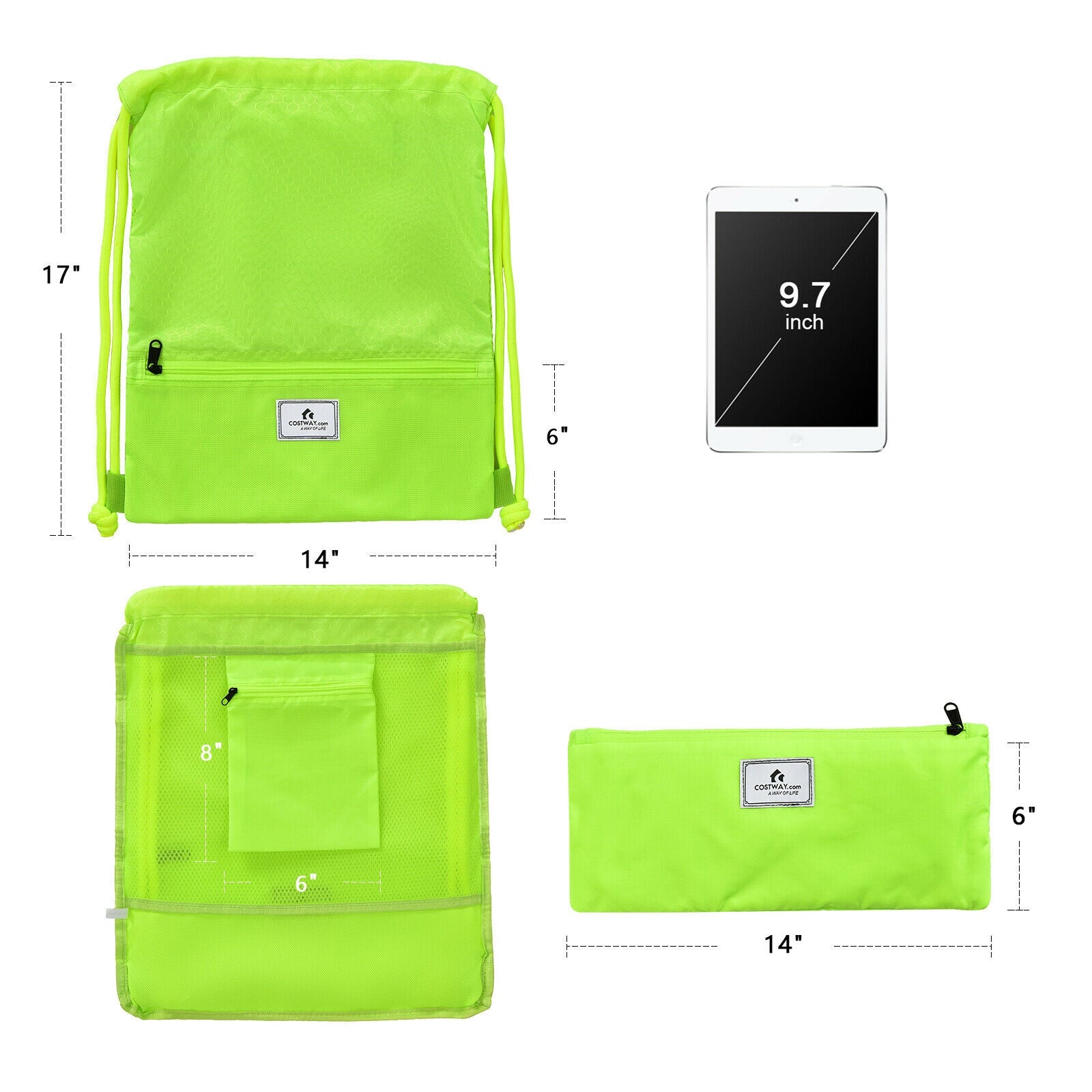 Foldable Drawstring Backpack with Zipper Pockets | Gym Travel Sports - Niksstuff