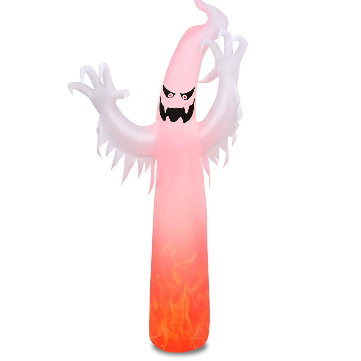 12 Feet Halloween Inflatable Ghost with LED Flame Lights