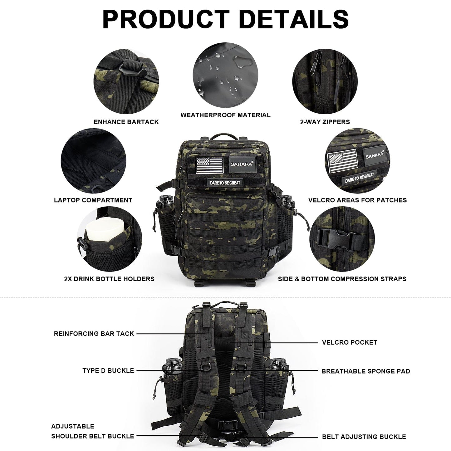 Raider Series Tactical Laptop Backpack | Fits 11"–17.3" | Military-Grade | 6 Colors