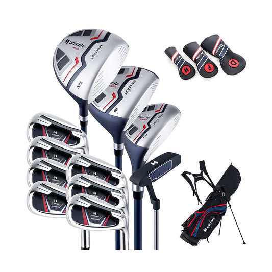 11-Piece Complete Golf Club Set | 460CC Driver | Full Bag with Cooler Pocket | Green or Blue