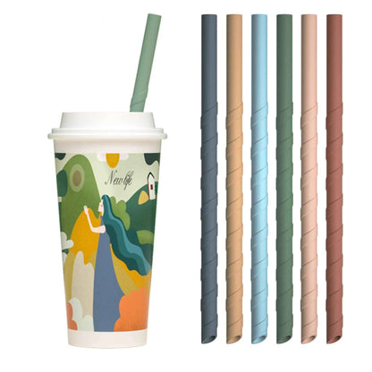 Eco Safe Silicone Reusable Straws | Set of 6 | Hot & Cold Drinks | BPA-Free