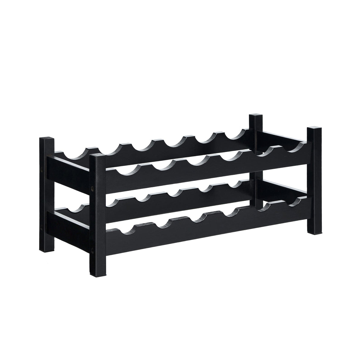 2-Tier Bamboo Wine Rack for 12 Bottles with Horizontal Storage