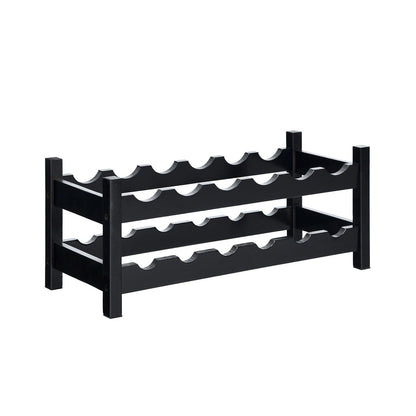 2-Tier Bamboo Wine Rack for 12 Bottles with Horizontal Storage