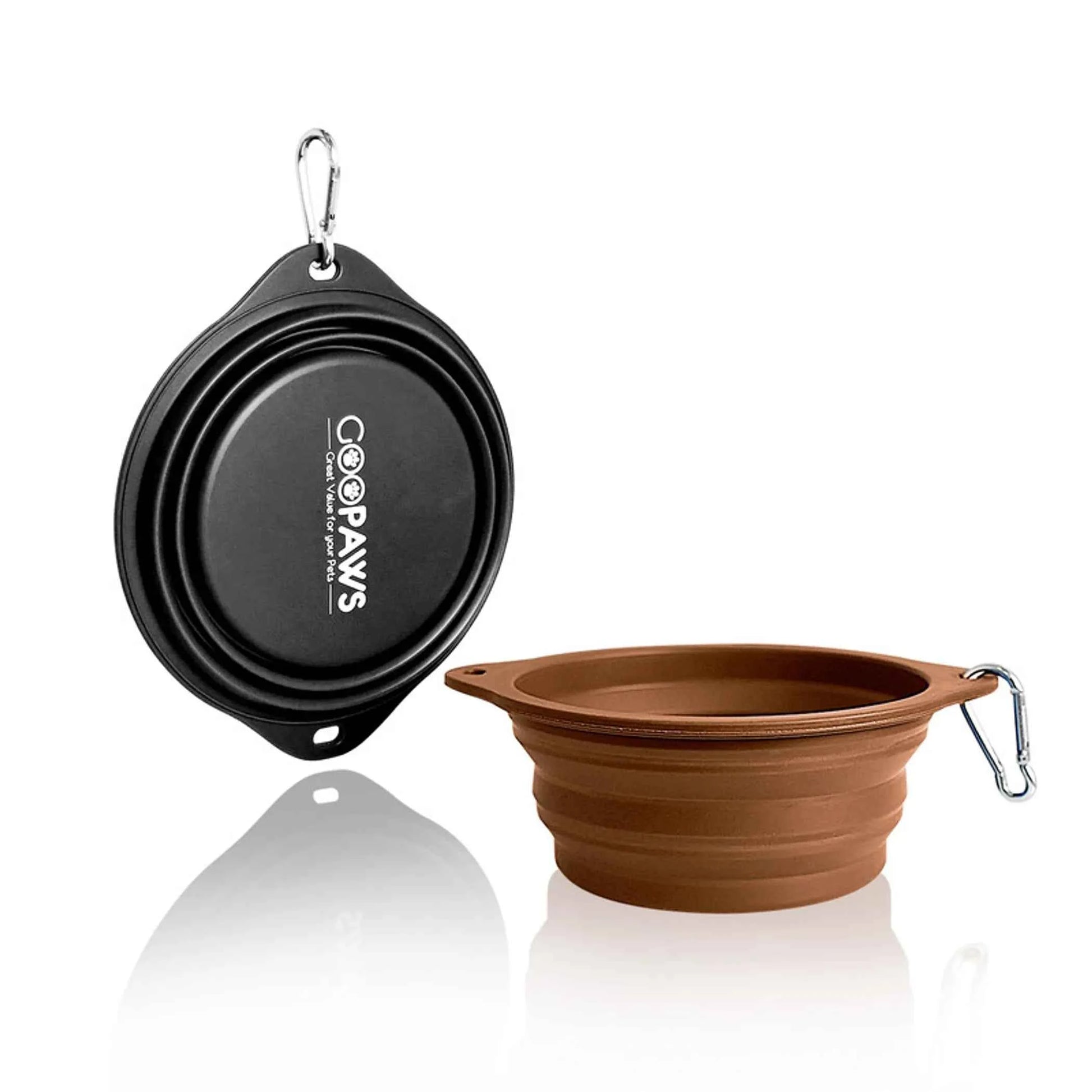 Goopaws Collapsible Silicone Travel Pet Bowl Set | 2-Pack | Dogs & Cats | 4 Colors