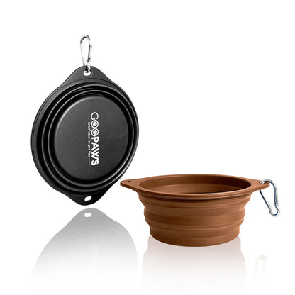 Goopaws Collapsible Silicone Travel Pet Bowl Set | 2-Pack | Dogs & Cats | 4 Colors