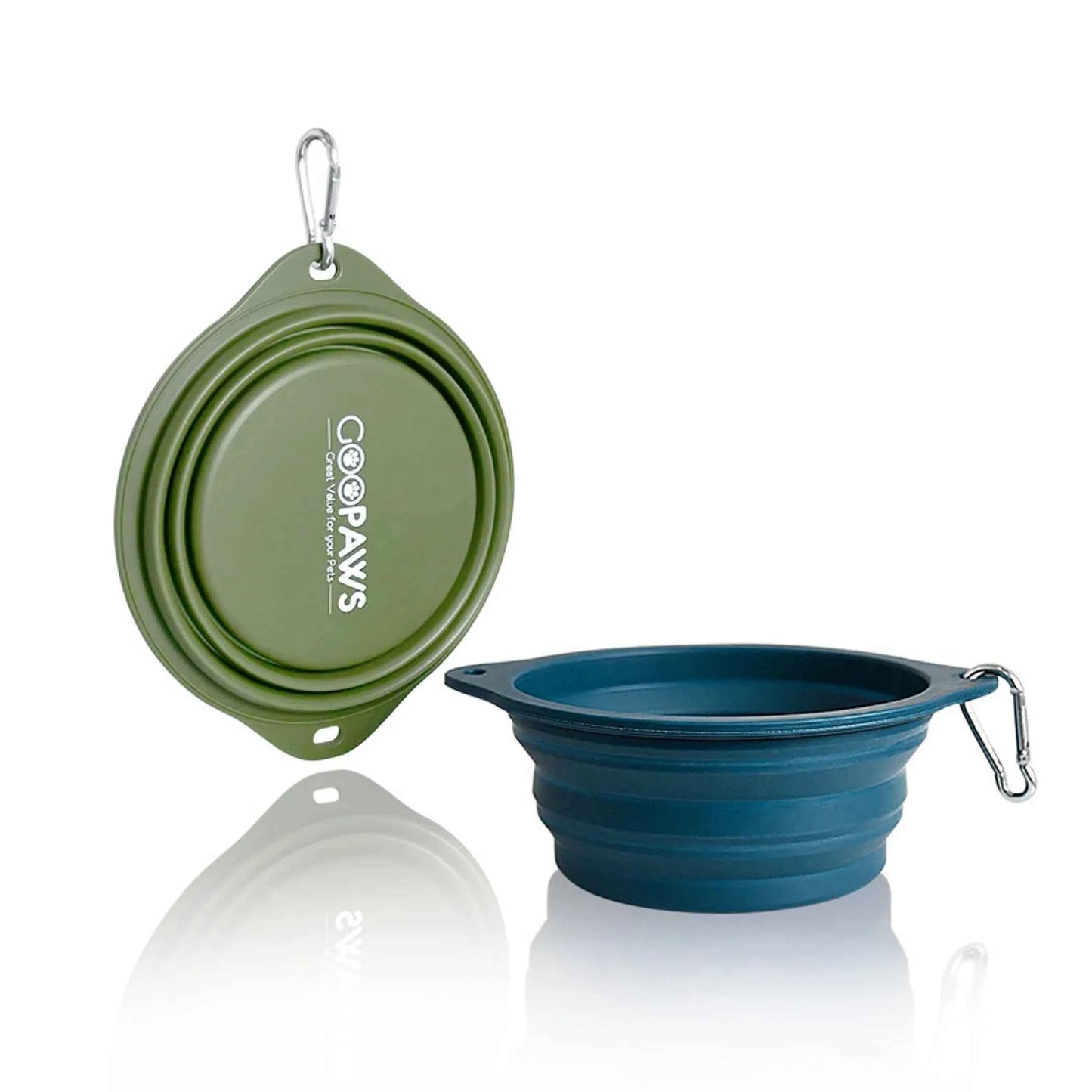 Goopaws Collapsible Silicone Travel Pet Bowl Set | 2-Pack | Dogs & Cats | 4 Colors
