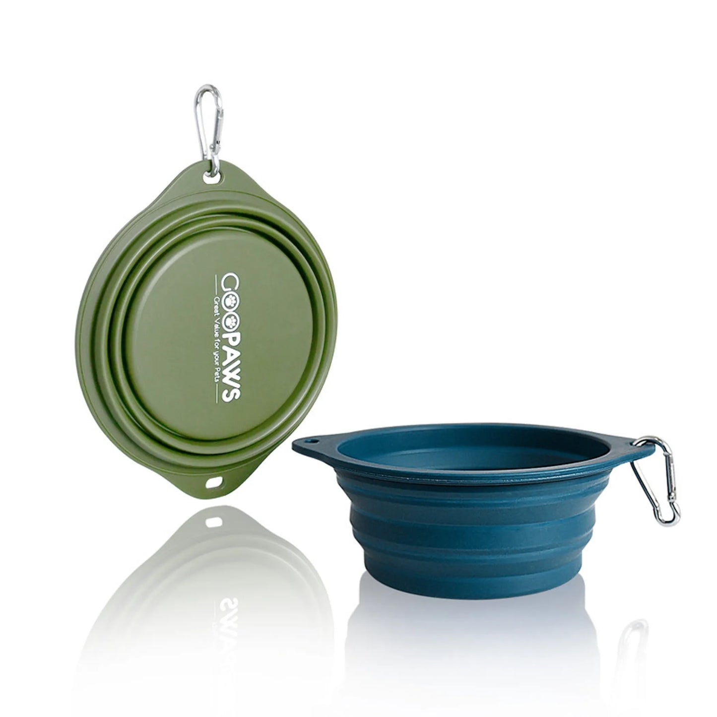 Goopaws Collapsible Silicone Travel Pet Bowl Set | 2-Pack | Dogs & Cats | 4 Colors