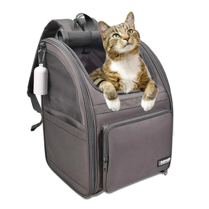 Goopaws Soft Pet Carrier Backpack | Dogs & Cats up to 25 lbs | Grey | 12.5"×10.5"×16.5"