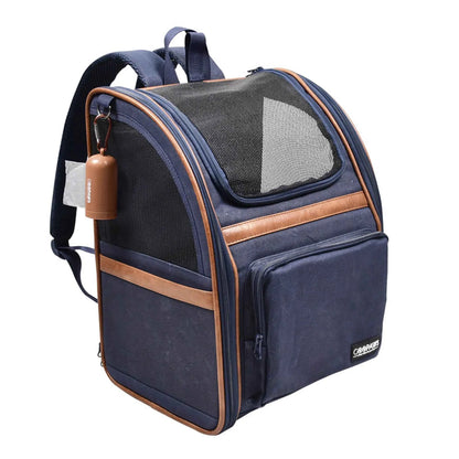 Goopaws Soft Pet Carrier Backpack | Dogs & Cats up to 25 lbs | Navy Blue | 12.5"×10.5"×16.5"