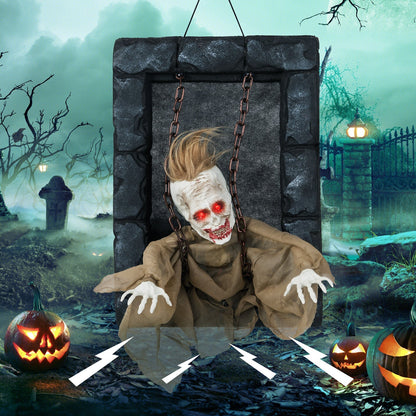 Halloween Hanging Animated Zombie Prisoner Decoration