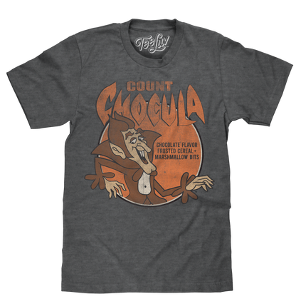 Count Chocula T-Shirt | Distressed Monster Cereal Logo | Charcoal Heather | Poly-Cotton