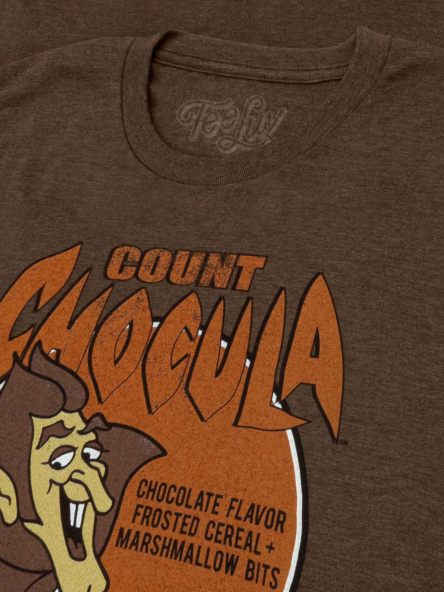 Count Chocula Monster Cereal T-Shirt | Distressed Logo | Heather Brown