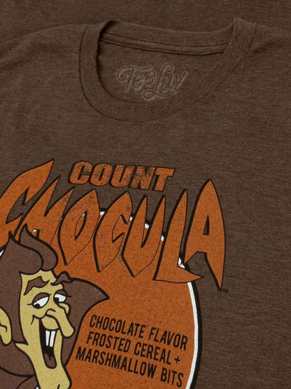 Count Chocula Monster Cereal T-Shirt | Distressed Logo | Heather Brown