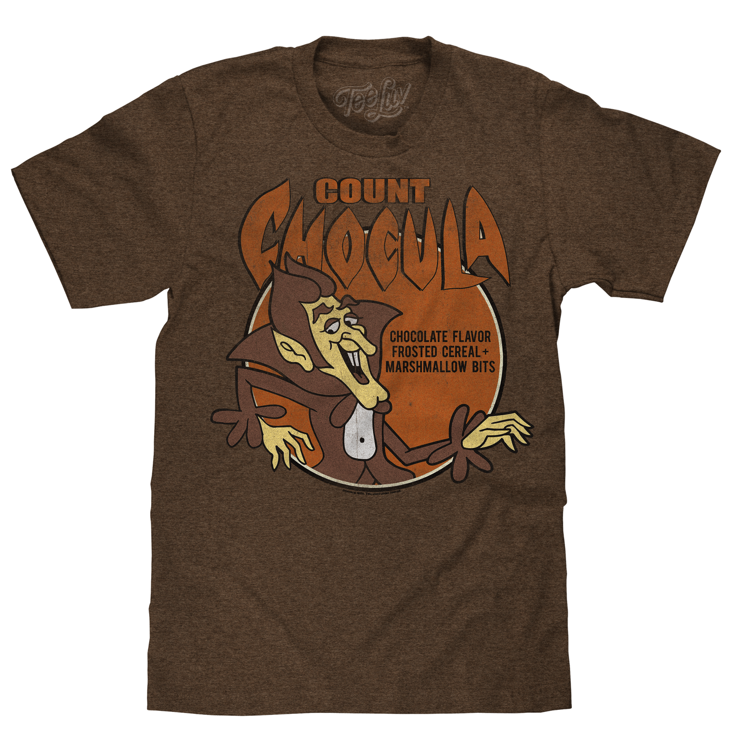 Count Chocula Monster Cereal T-Shirt | Distressed Logo | Heather Brown
