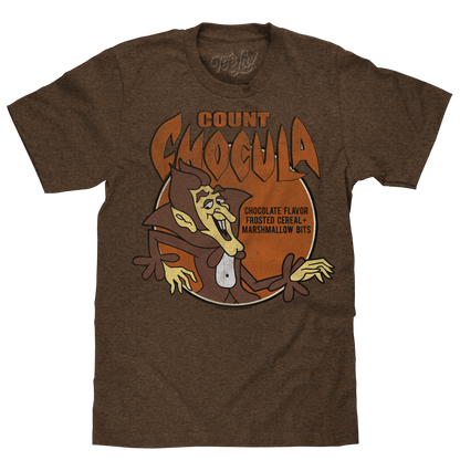 Count Chocula Monster Cereal T-Shirt | Distressed Logo | Heather Brown