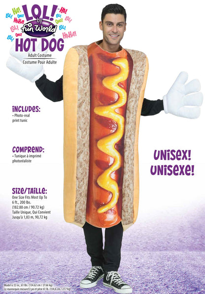Photoreal Hot Dog Costume Tunic - Standard Size