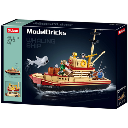 Model Bricks Great Shark Ship Building Brick Kit — 592 Pieces by Texas Toy Distribution - Niksstuff