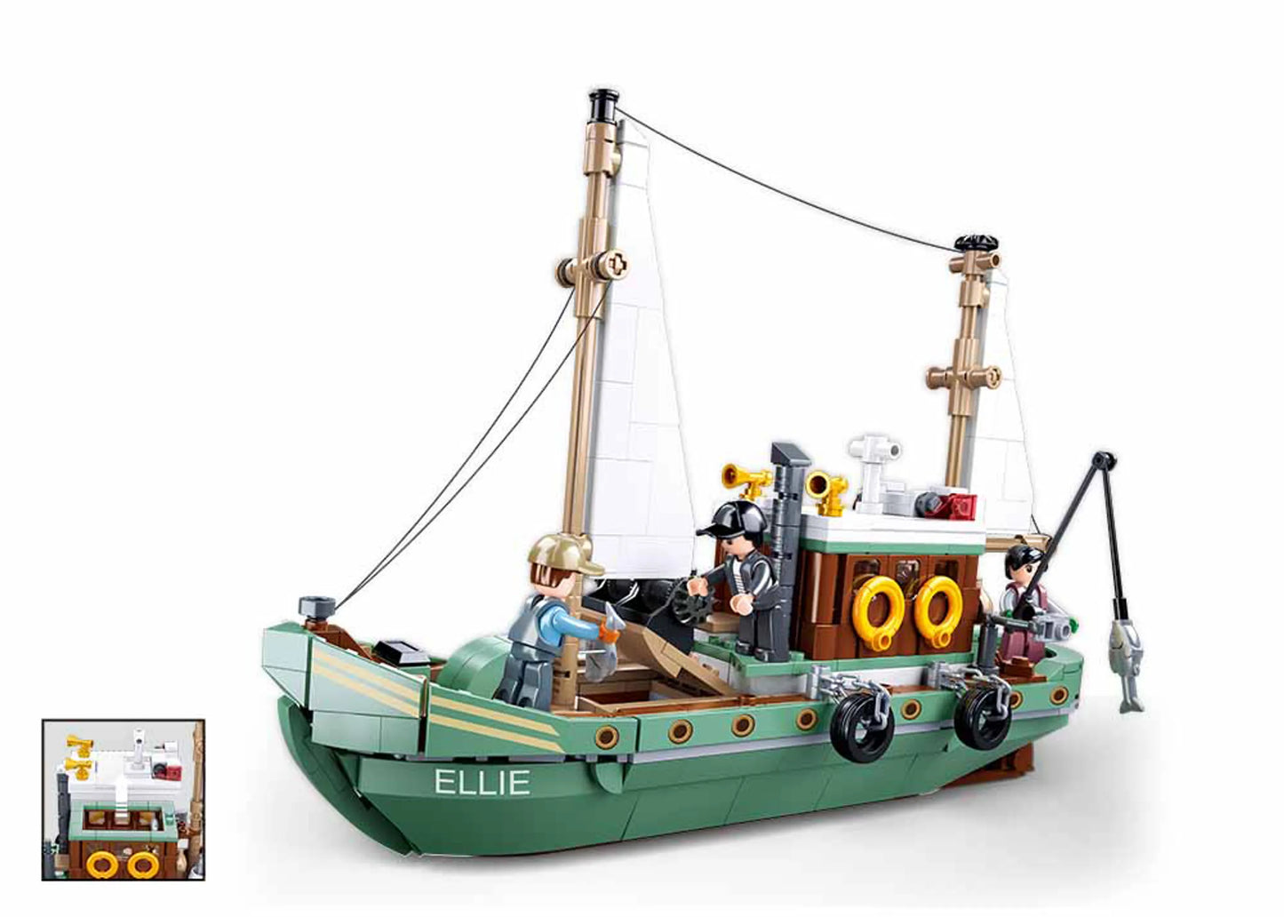 Model Bricks Fishing Sail Boat Building Brick Kit — 610 Pieces by Texas Toy Distribution - Niksstuff