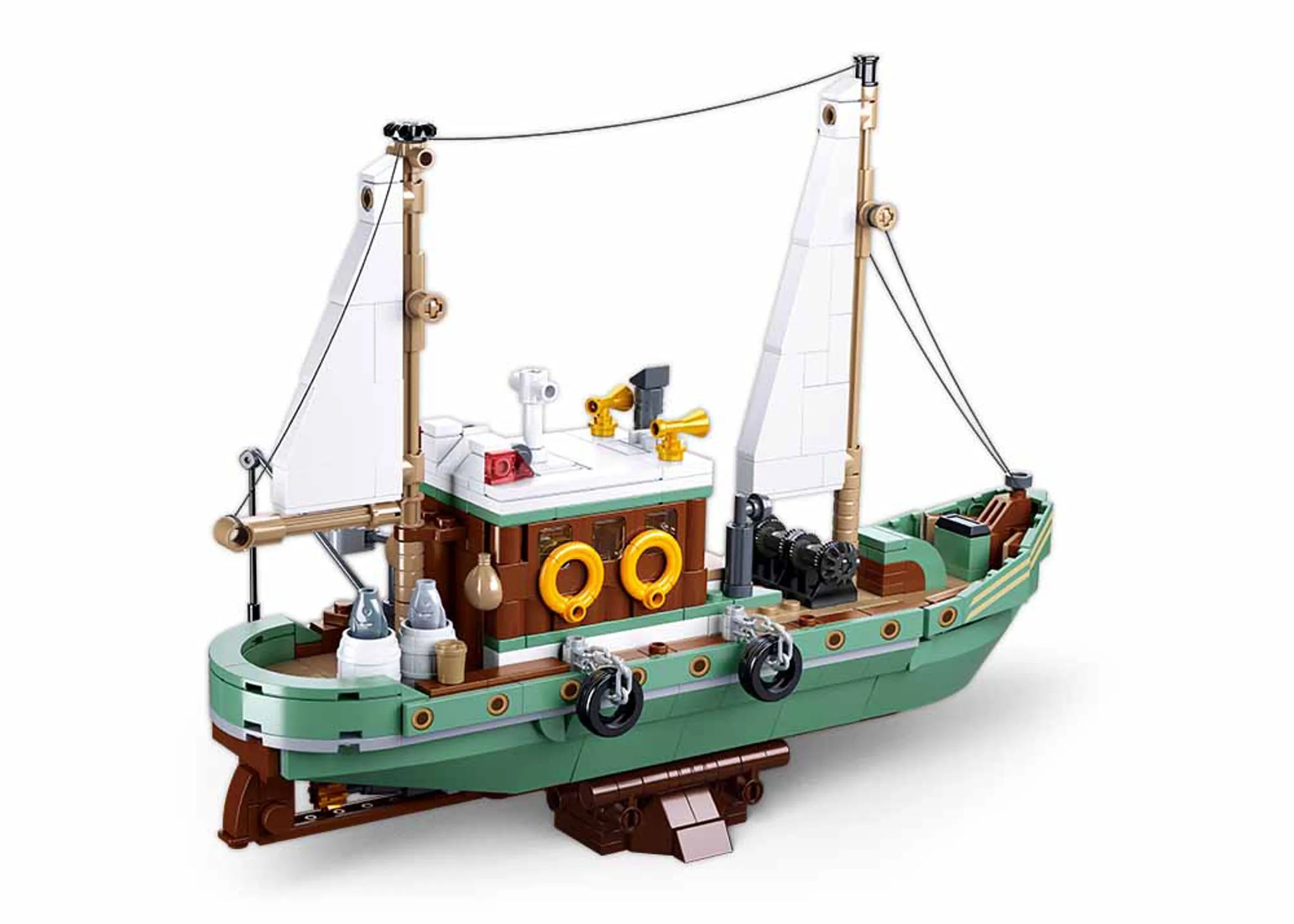 Model Bricks Fishing Sail Boat Building Brick Kit — 610 Pieces by Texas Toy Distribution - Niksstuff