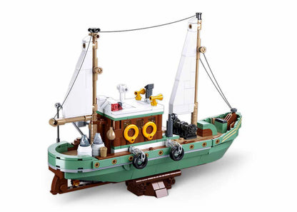 Model Bricks Fishing Sail Boat Building Brick Kit — 610 Pieces by Texas Toy Distribution - Niksstuff