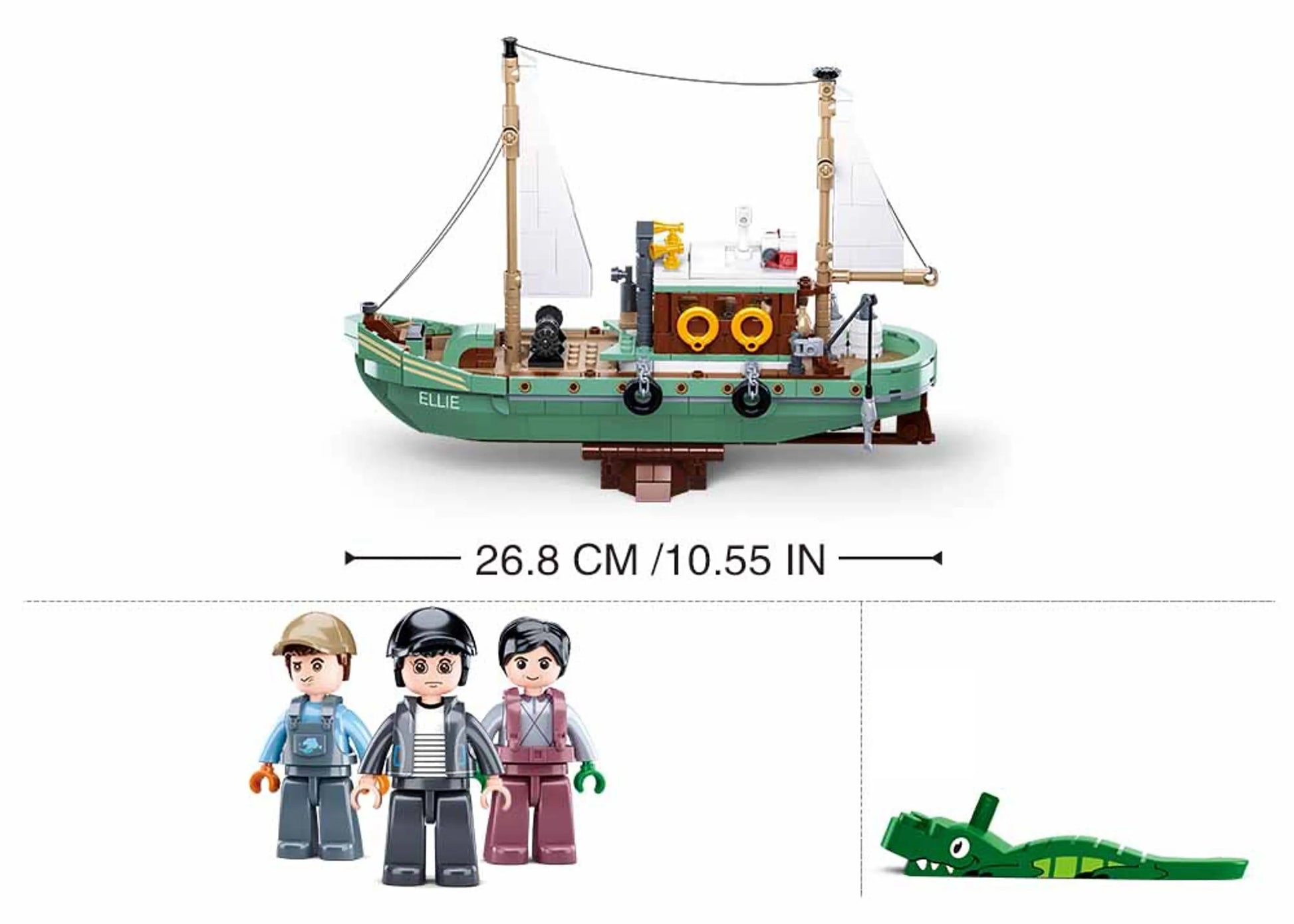 Model Bricks Fishing Sail Boat Building Brick Kit — 610 Pieces by Texas Toy Distribution - Niksstuff