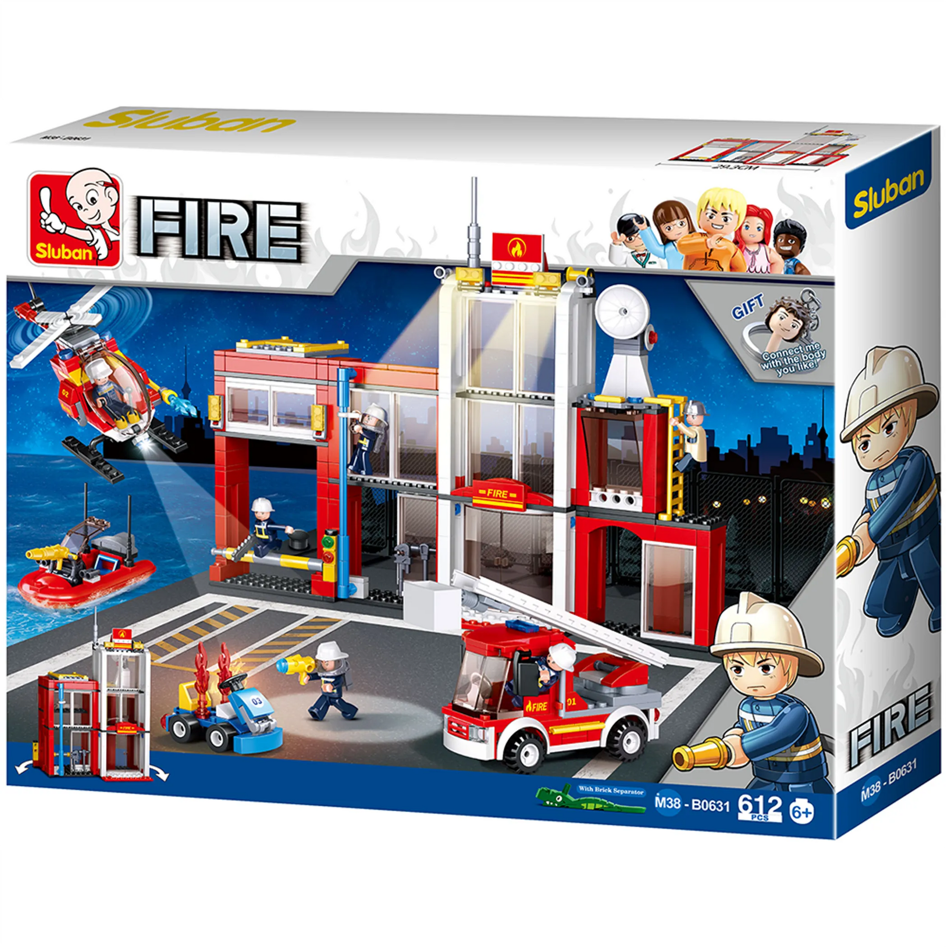 Fire Station Building Brick Kit — 612 Pieces by Texas Toy Distribution - Niksstuff
