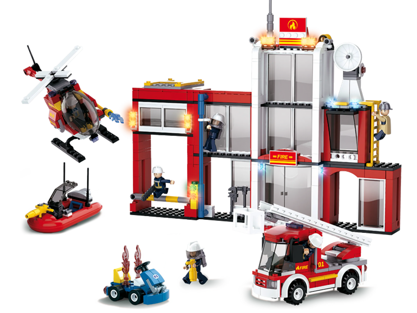 Fire Station Building Brick Kit — 612 Pieces by Texas Toy Distribution - Niksstuff