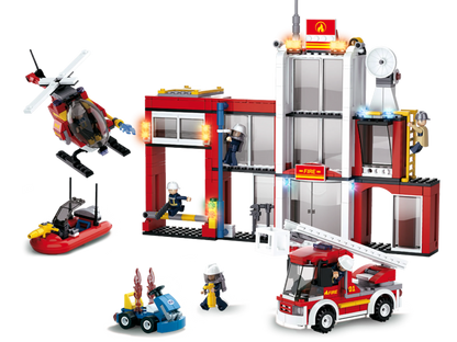 Fire Station Building Brick Kit — 612 Pieces by Texas Toy Distribution - Niksstuff
