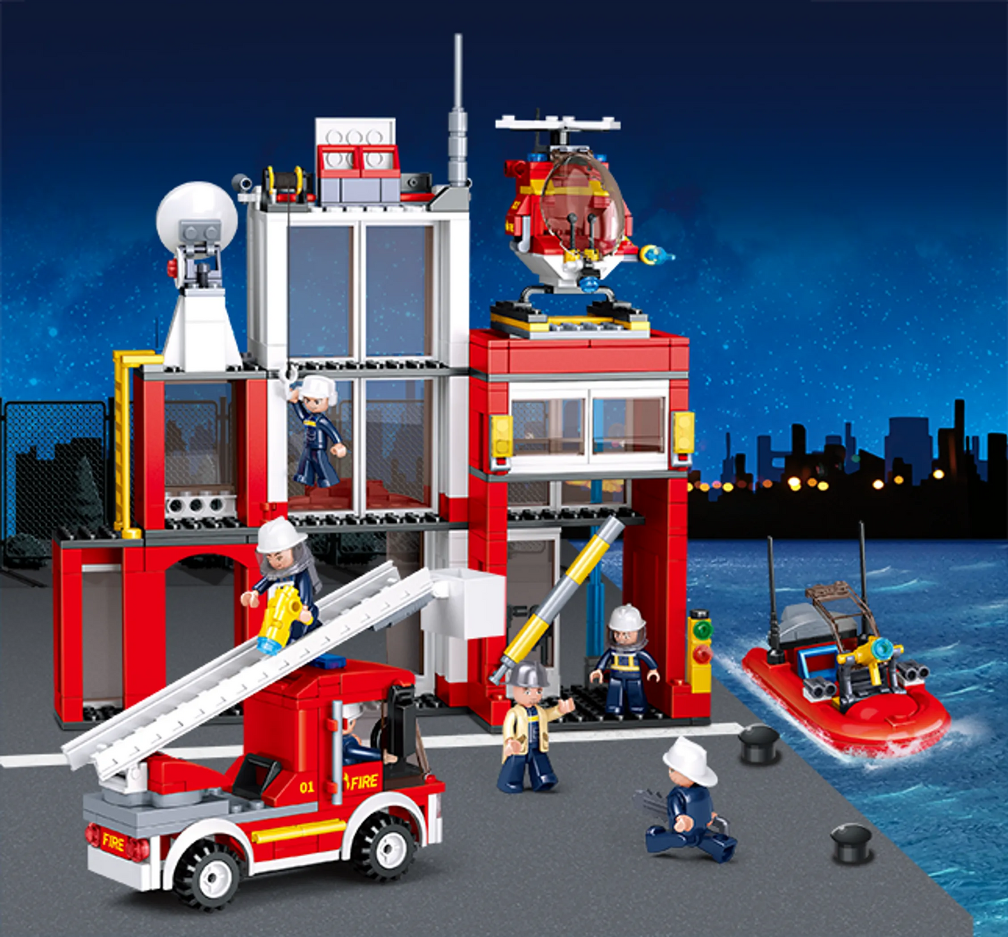 Fire Station Building Brick Kit — 612 Pieces by Texas Toy Distribution - Niksstuff