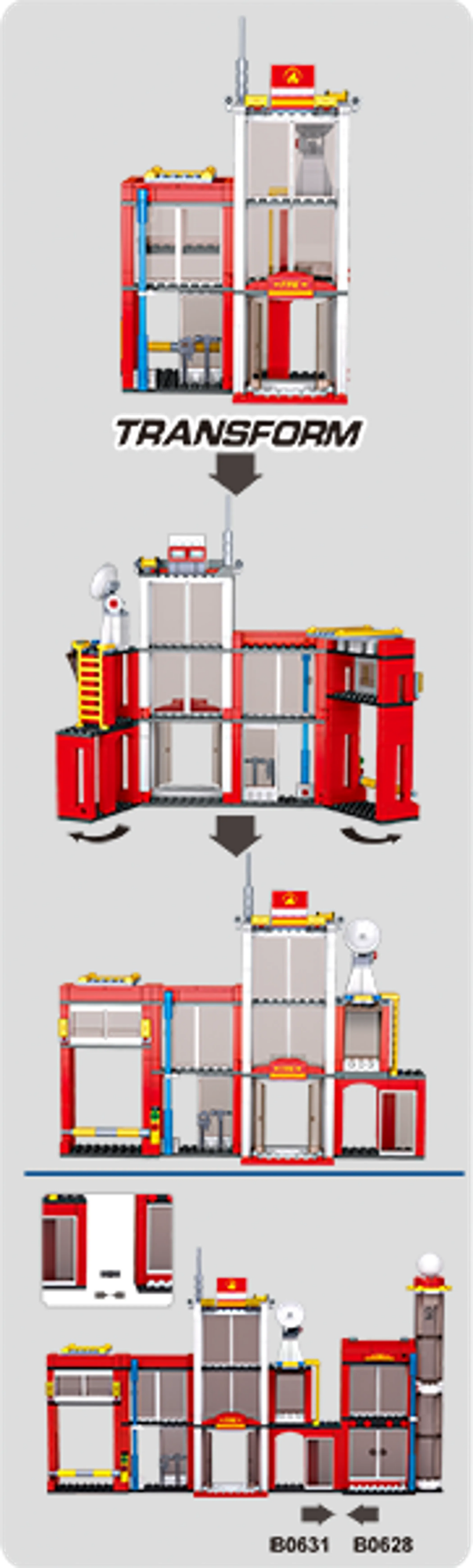 Fire Station Building Brick Kit — 612 Pieces by Texas Toy Distribution - Niksstuff