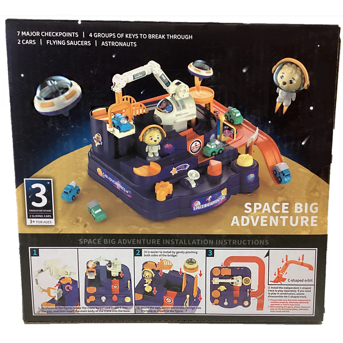Space Adventure Tabletop Racing Track Toy with 2 Magnetic Cars