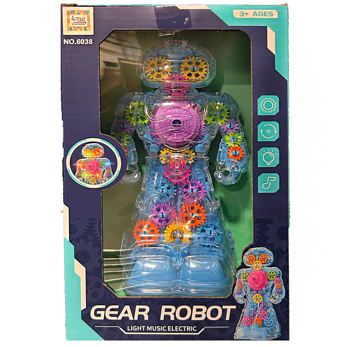 Gear Robot Toy - Light-Up Electric Toy with Music and Spinning Gears