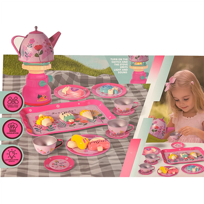 Picnic Tea Play Set with Stove, Desserts, and Plates - 22 pcs