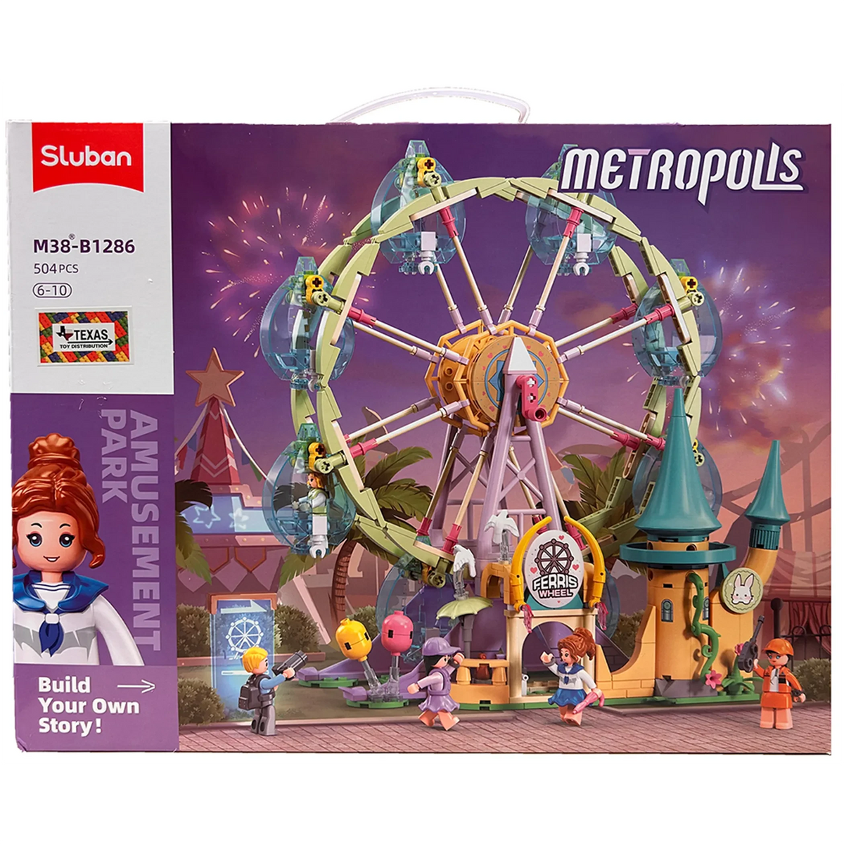 Metropolis Ferris Wheel Building Brick Kit - 504 Pieces