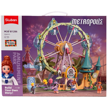 Metropolis Ferris Wheel Building Brick Kit - 504 Pieces