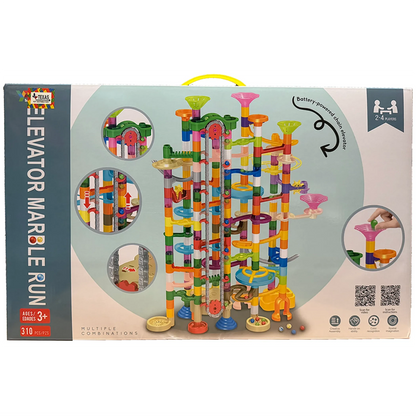 Large Elevator Marble Run Toy Set - 310 Pcs Building Blocks