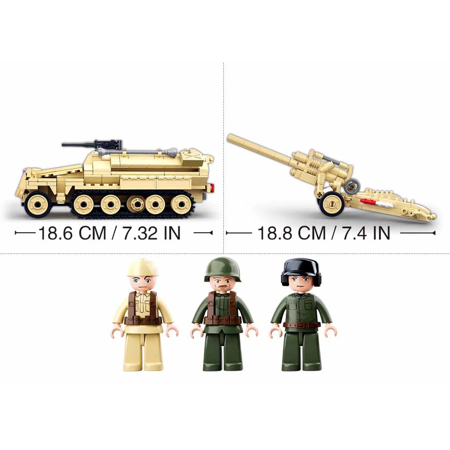WWII SD.KFZ. 251 Half-Track & Cannon Building Brick Kit 460 Pcs - Niksstuff