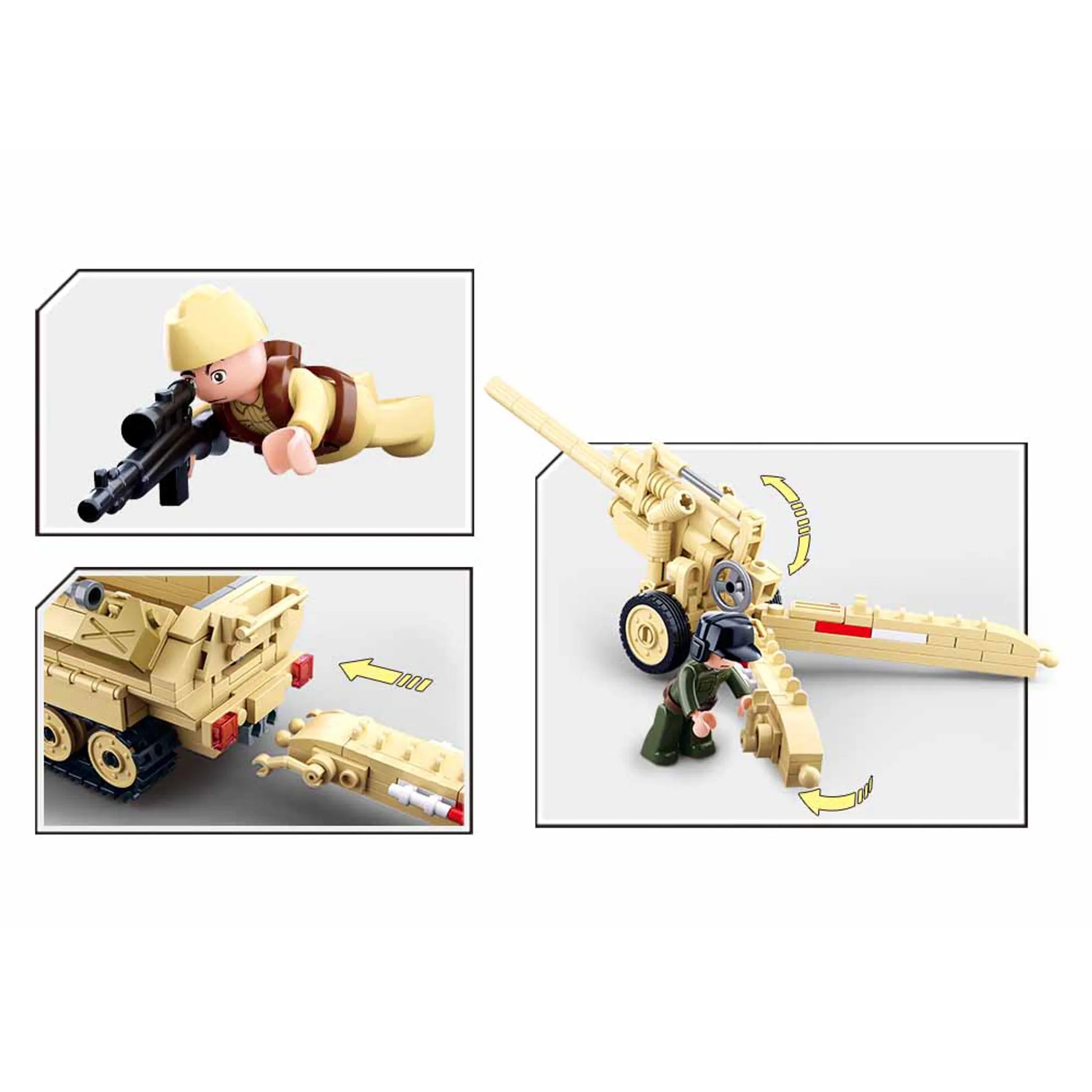 WWII SD.KFZ. 251 Half-Track & Cannon Building Brick Kit 460 Pcs - Niksstuff