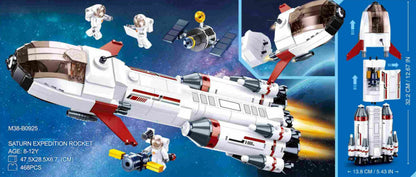 Saturn Space Expedition Rocket Building Brick Kit 468 Pcs - Niksstuff