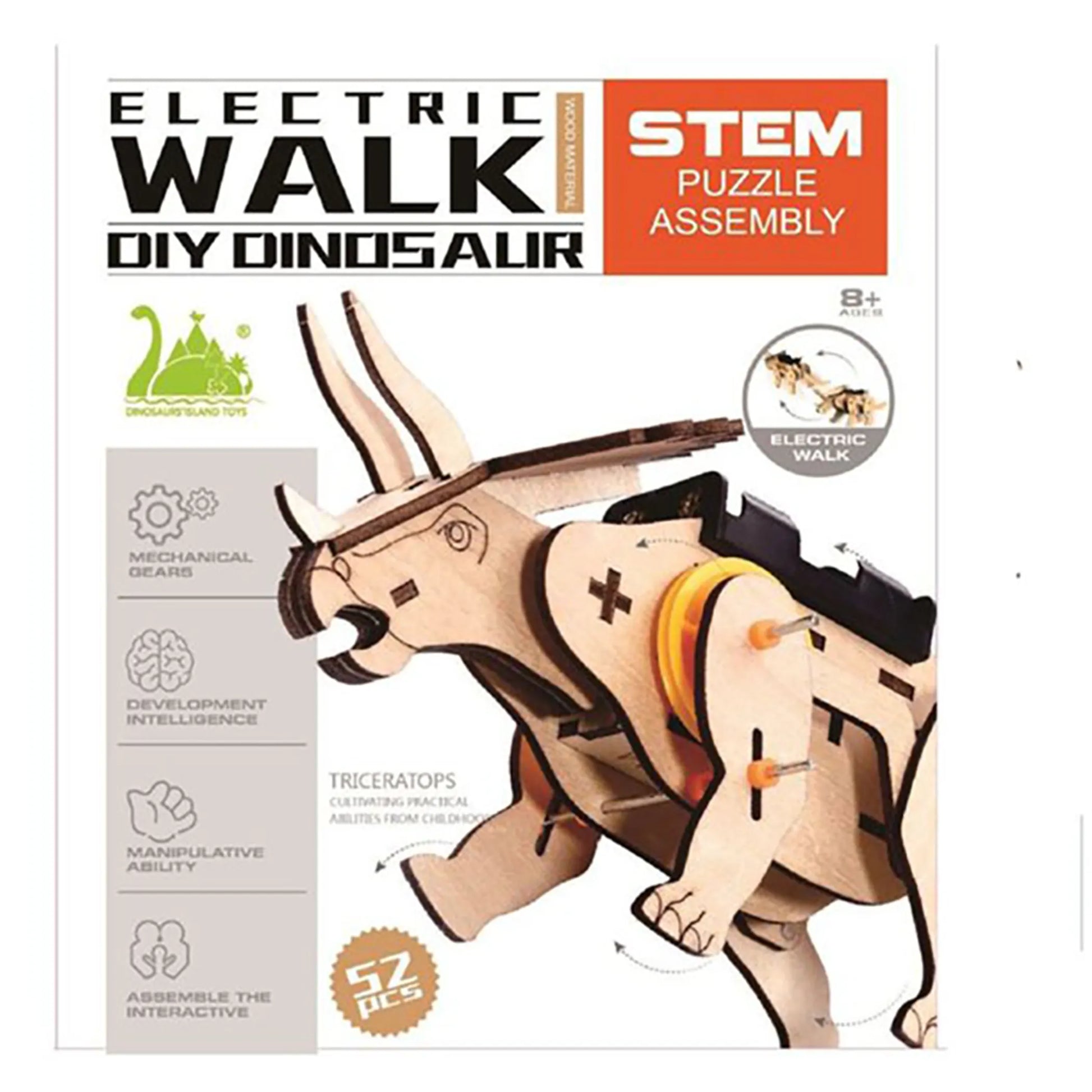 Triceratops DIY Electric STEM Assembly Kit — 52 Pieces by Texas Toy Distribution - Niksstuff