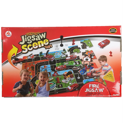 Fire Truck Floor Jigsaw Puzzle | Large Pieces | Fire Vehicles & Sign Accessories | 35" x 23"