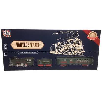Vintage Classic Train Set | 23 Pieces | Engine, Cars, Tracks & Accessories | 40.5" x 30.3" Layout